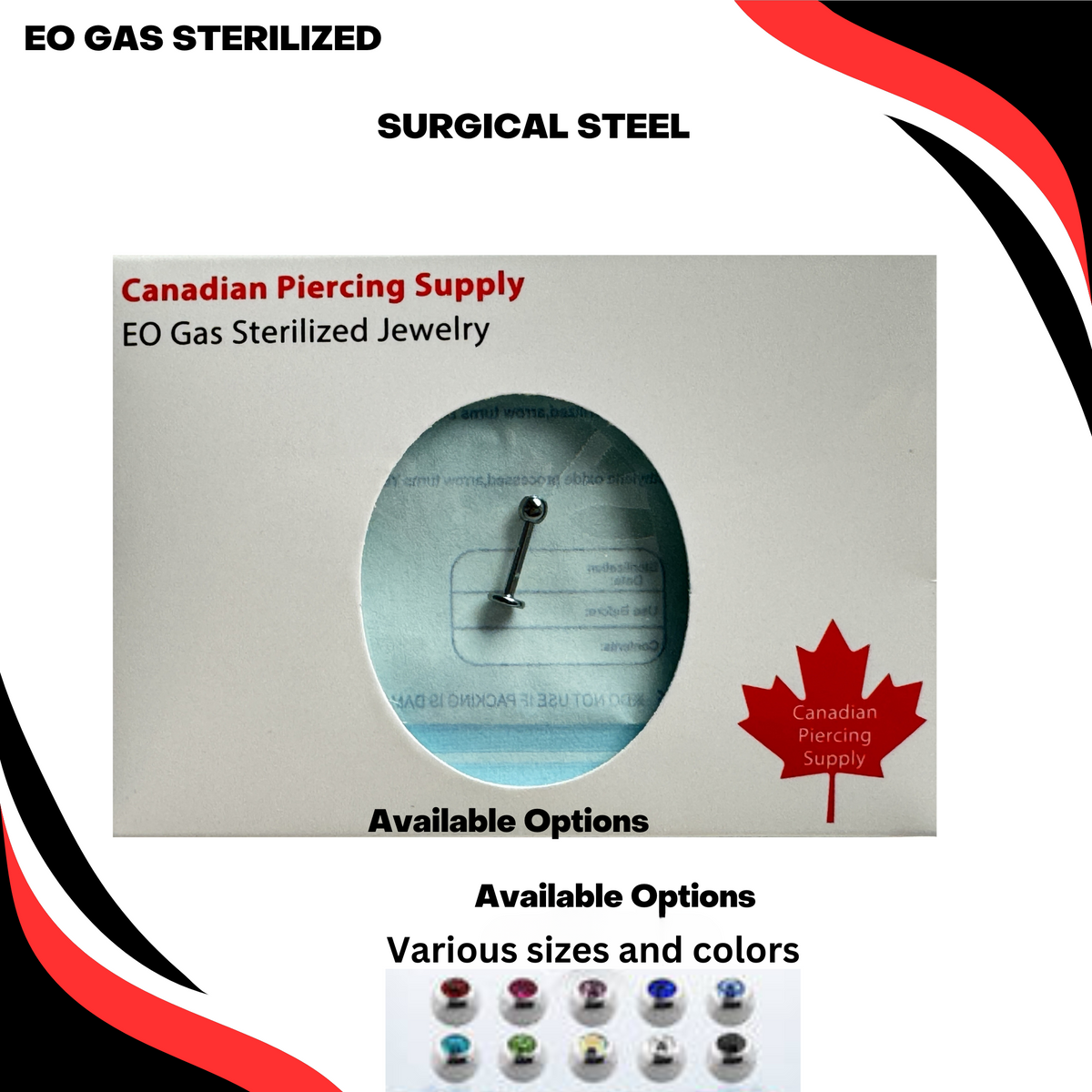 Pre-Sterilized Surgical Steel Externally Threaded Labrets w/ CZ Ball - CLEARANCE
