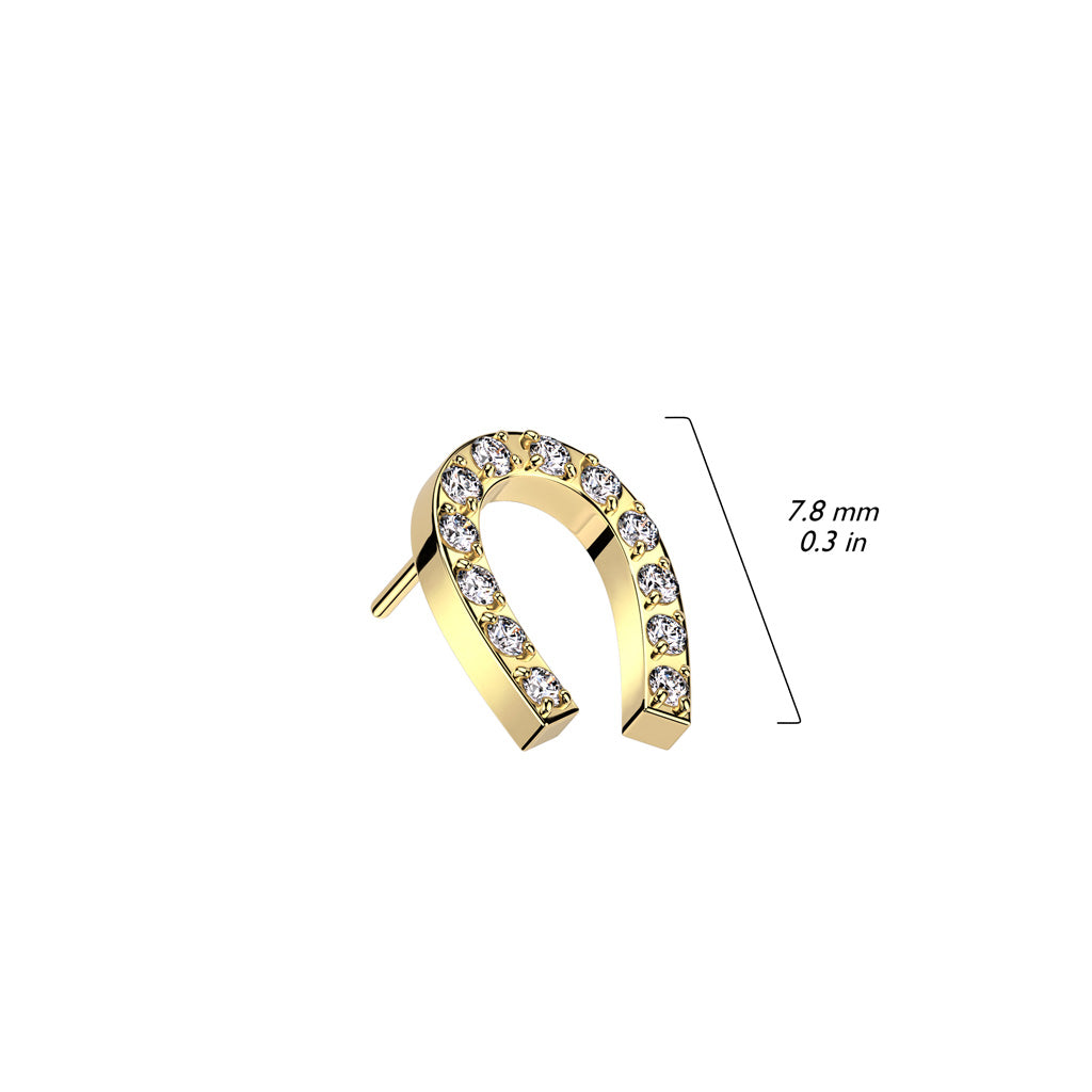 Surgical Steel Threadless CNC CZ Paved Horseshoe (Top Only)