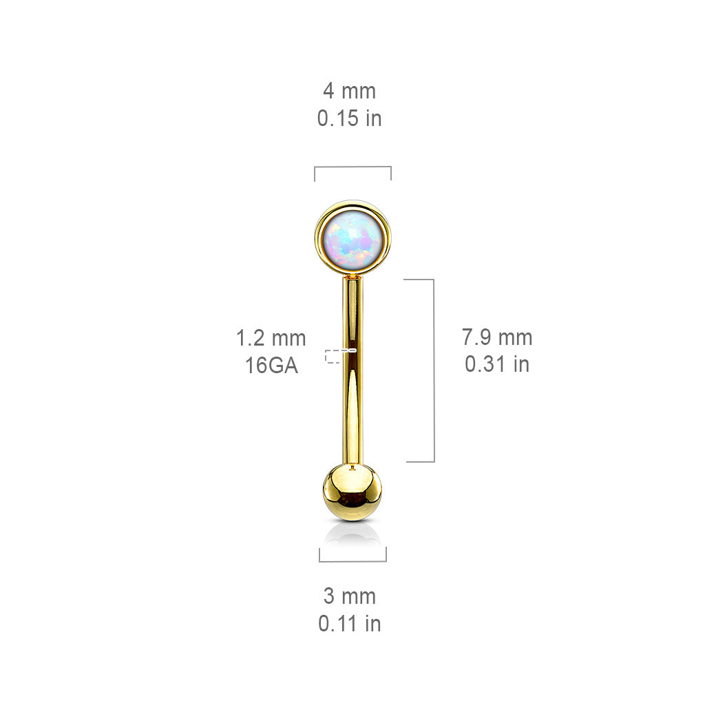 Flat Set Externally Threaded Opal Curved Barbell in Surgical Steel