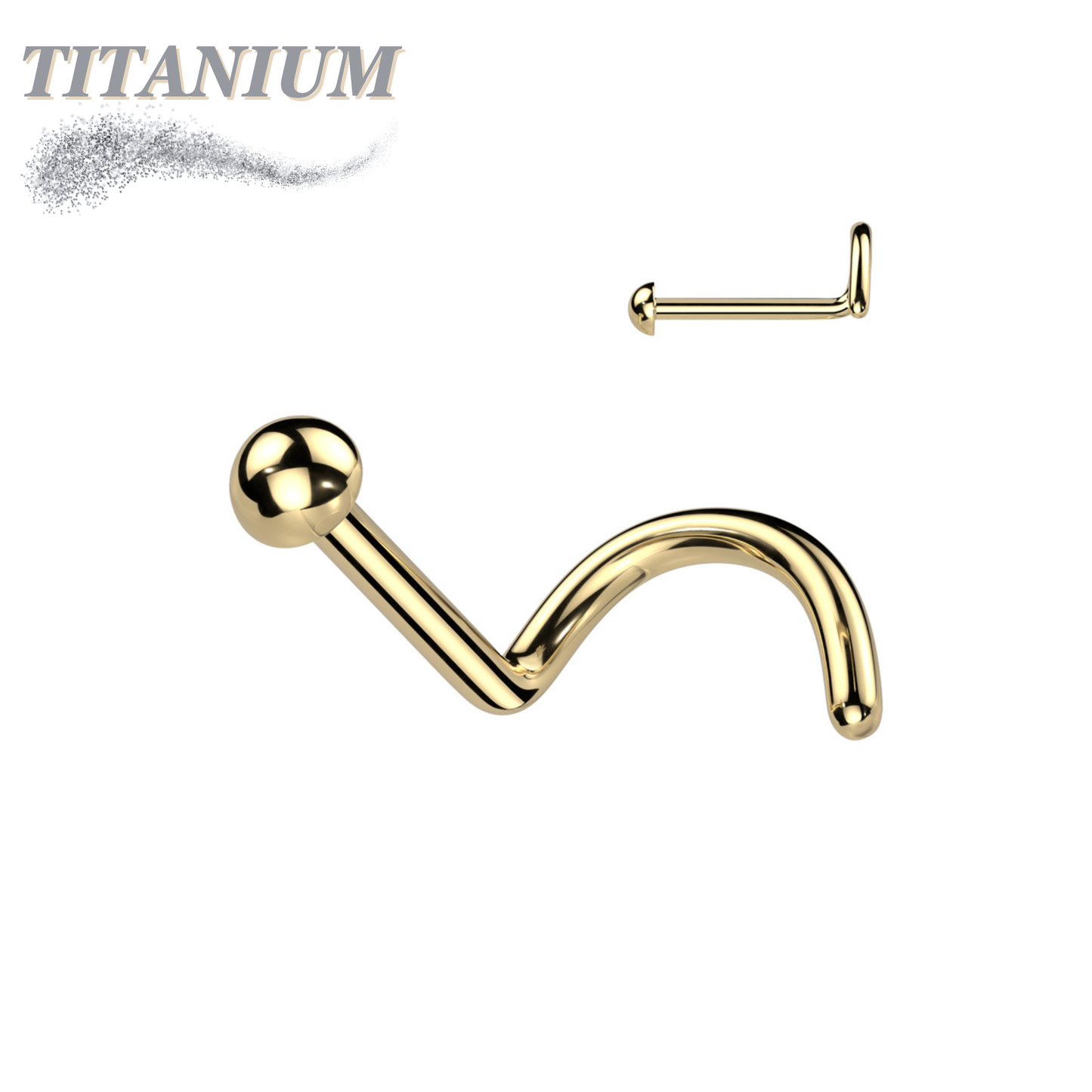Titanium Corkscrew Nostril with 2mm Round Dome