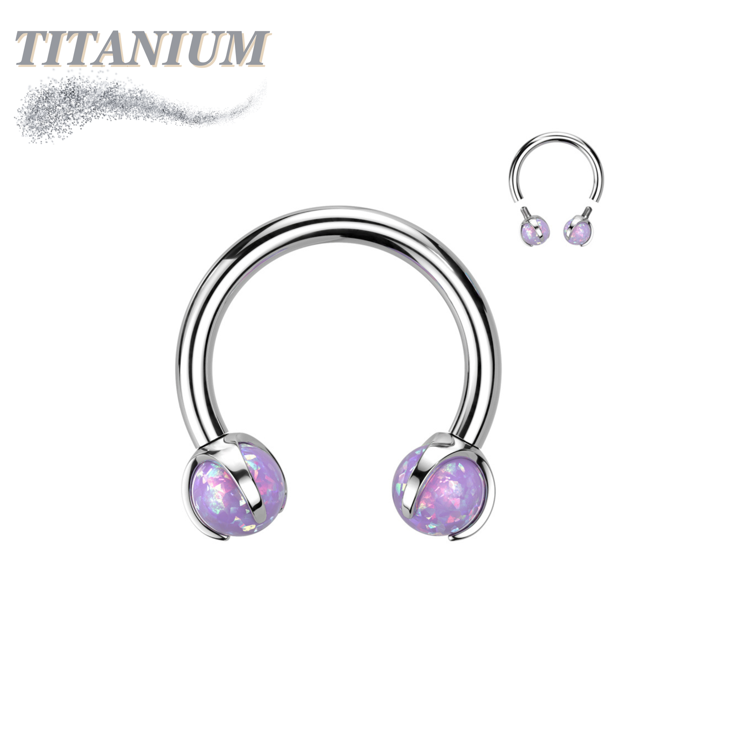 Titanium Internally Threaded Horseshoe w/ Claw Set Opal Ball Ends