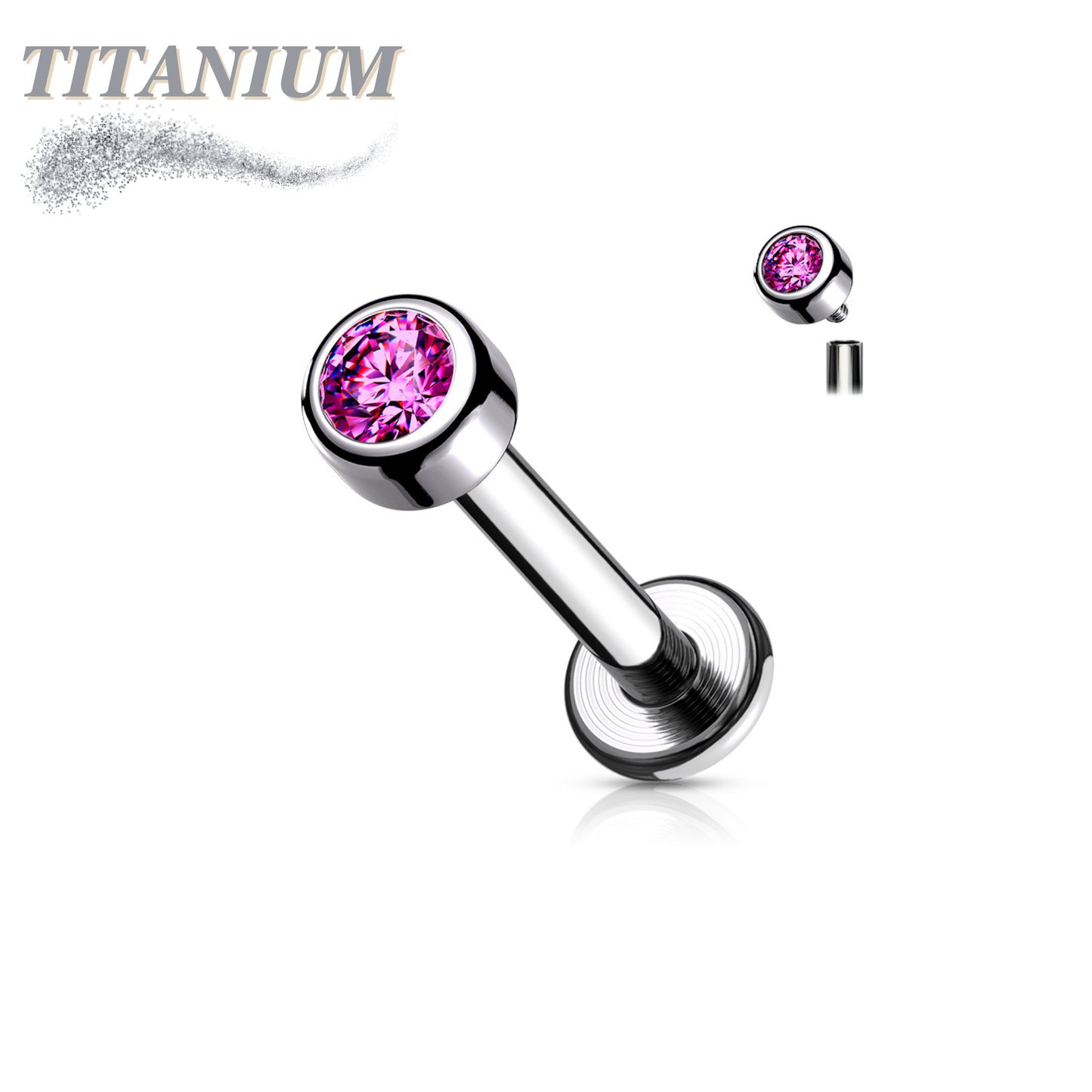 Titanium Internally Threaded Premium Bezel Labret 16G 8mm