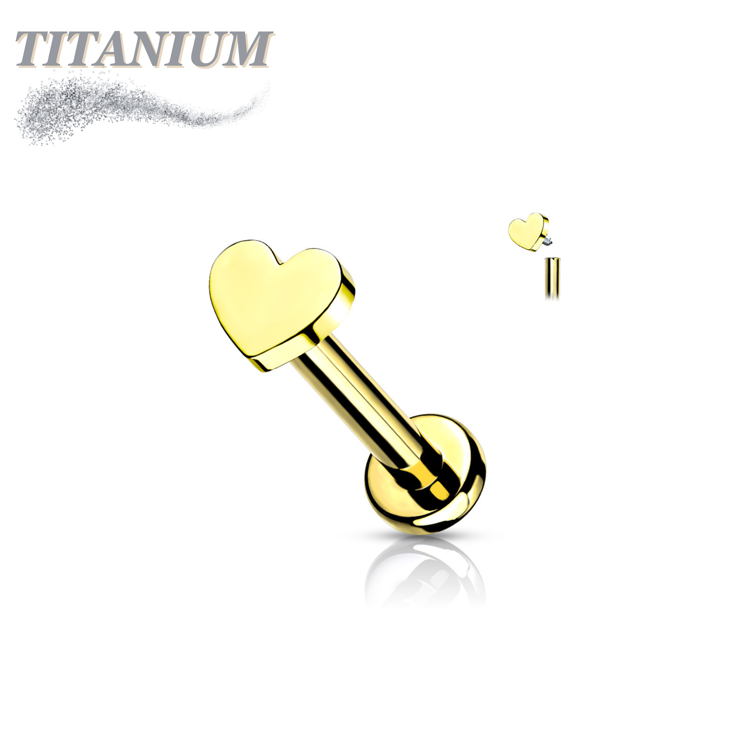 Titanium Internally Threaded Heart Top Labret