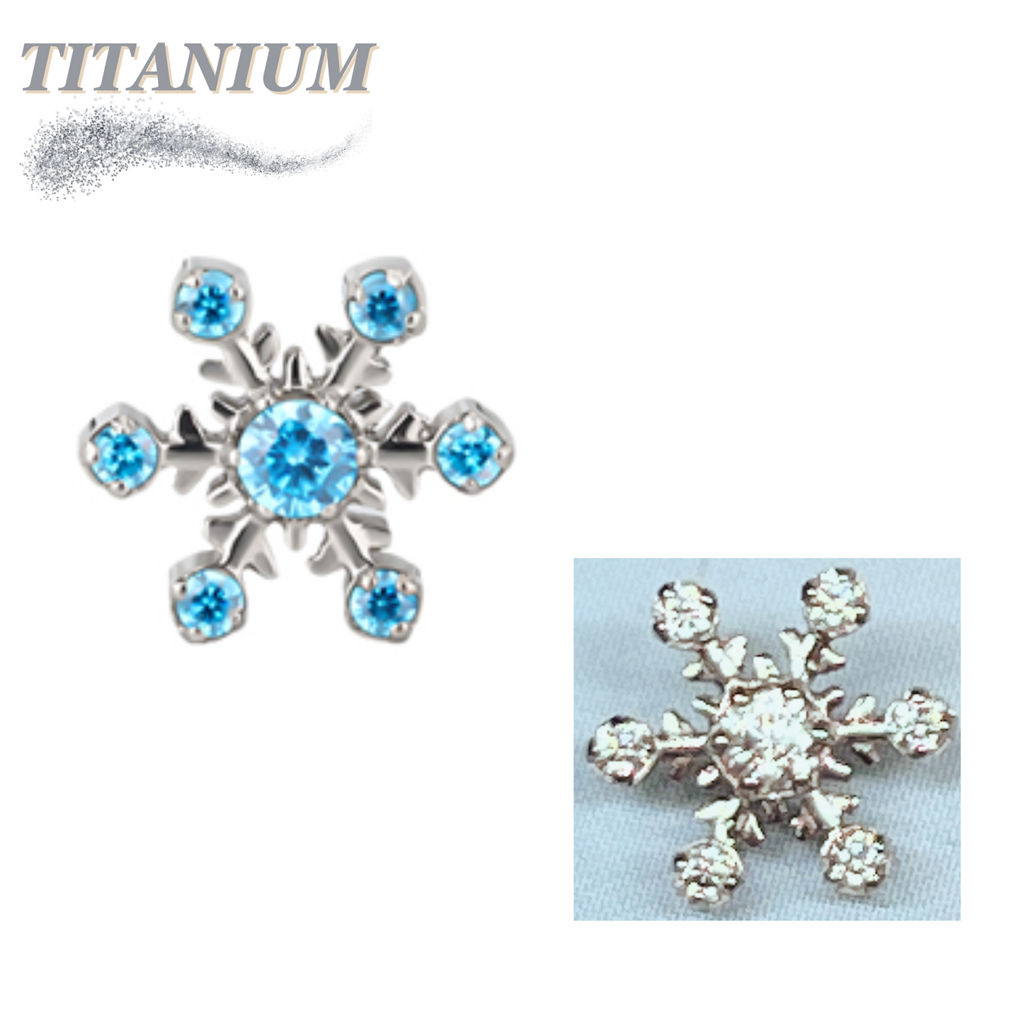 Titanium Internally Threaded CZ Snowflake (Top Only)