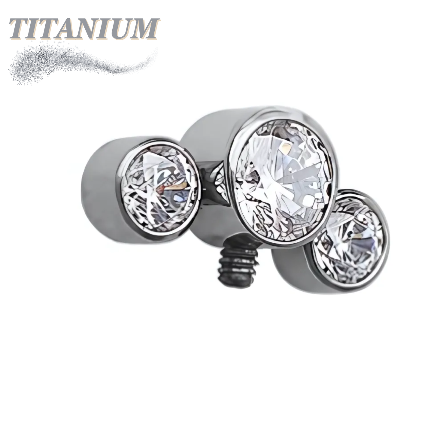 Titanium Internally Threaded Front Facing 3 Gem Curve Ends for Nipple (Top Only)