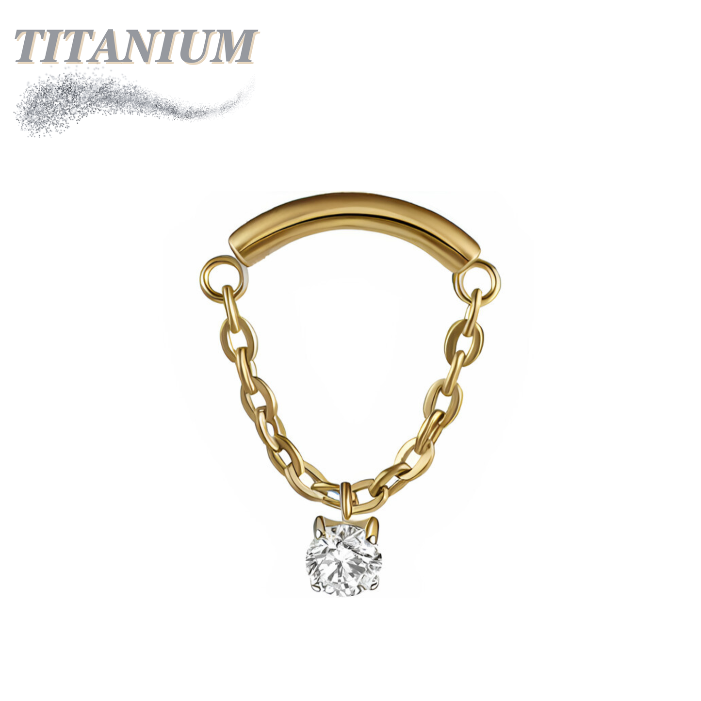 Titanium Internally Threaded Hidden Helix CZ Single Chain Drape (Top Only)