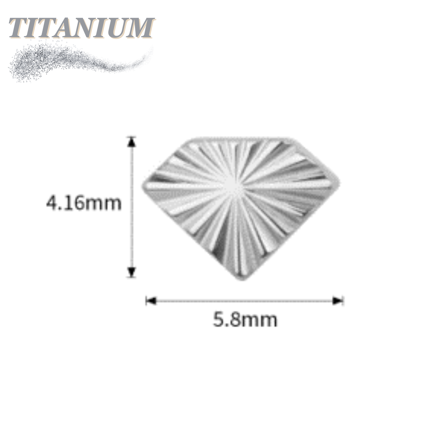 Titanium Threadless Diamond Shape Ridged (Top Only)
