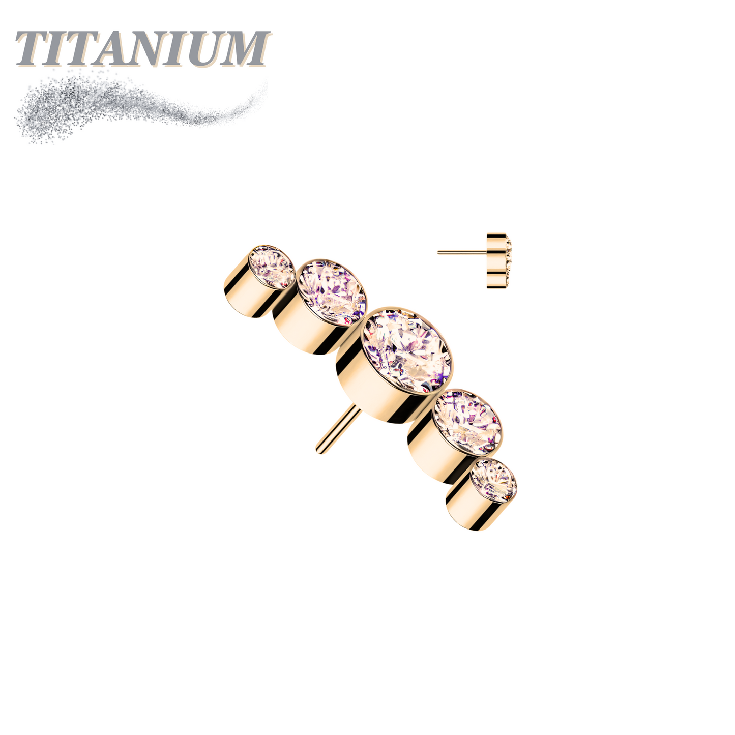 Titanium Threadless 5 Gem Curve (Top Only)