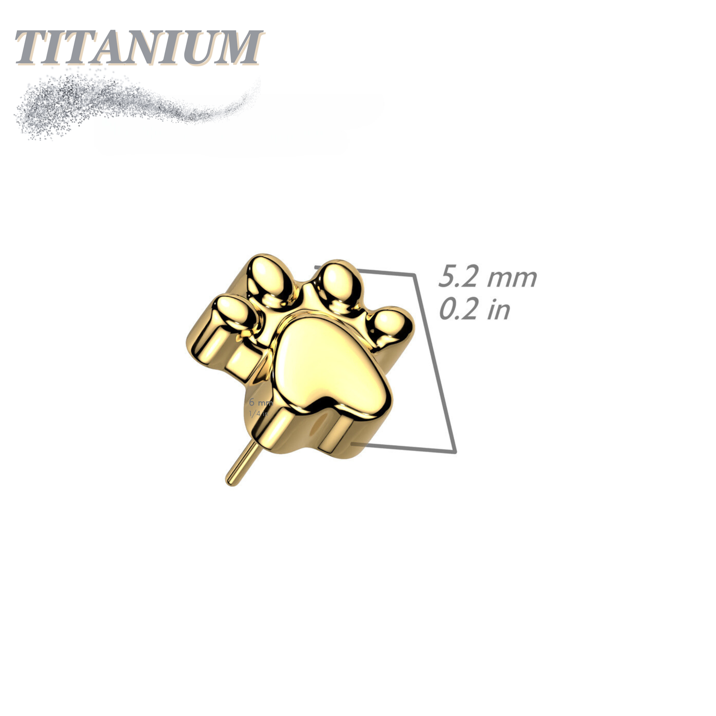 Titanium Threadless Paw Print (Top Only)
