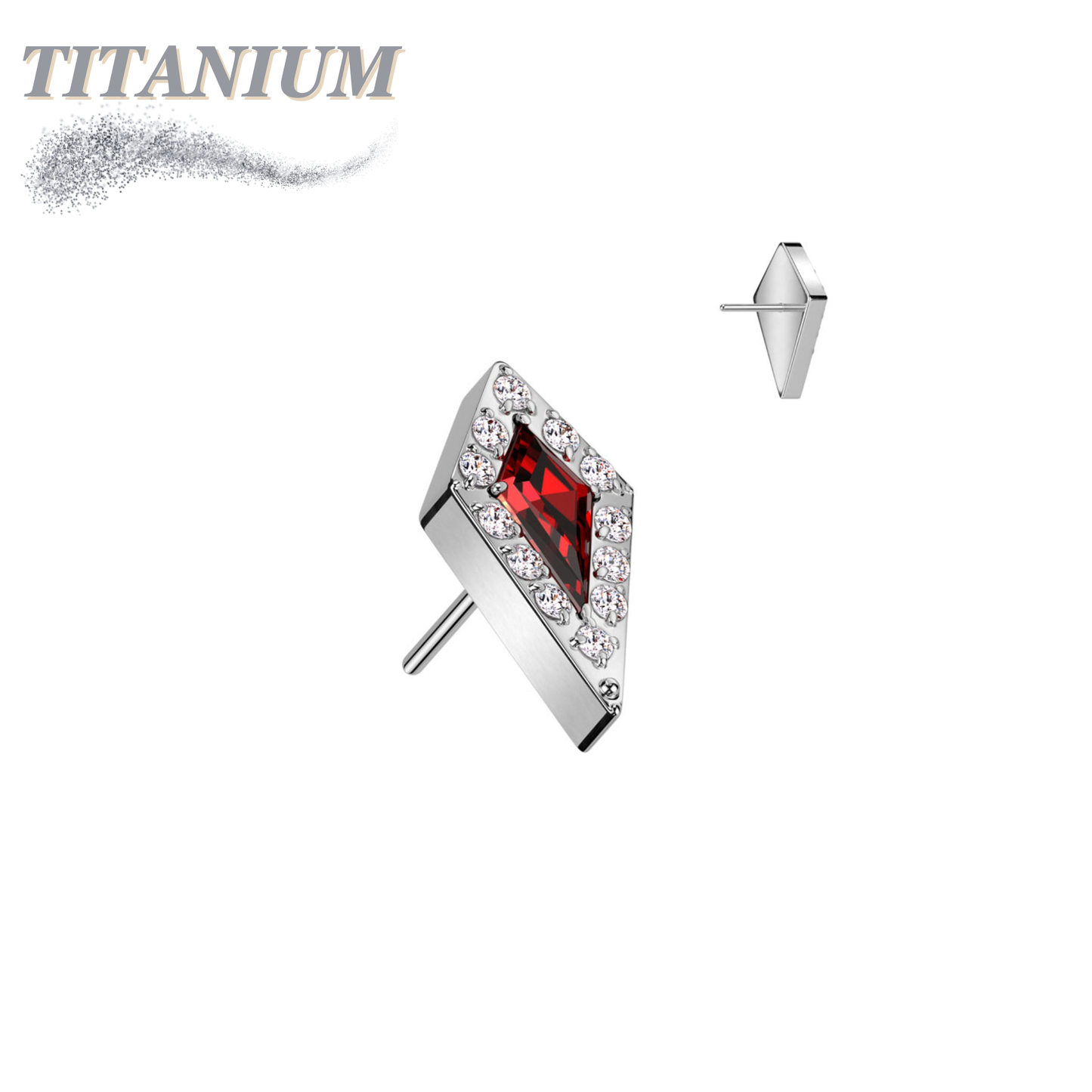 Titanium Threadless CZ Stiletto Triangle (Top Only)