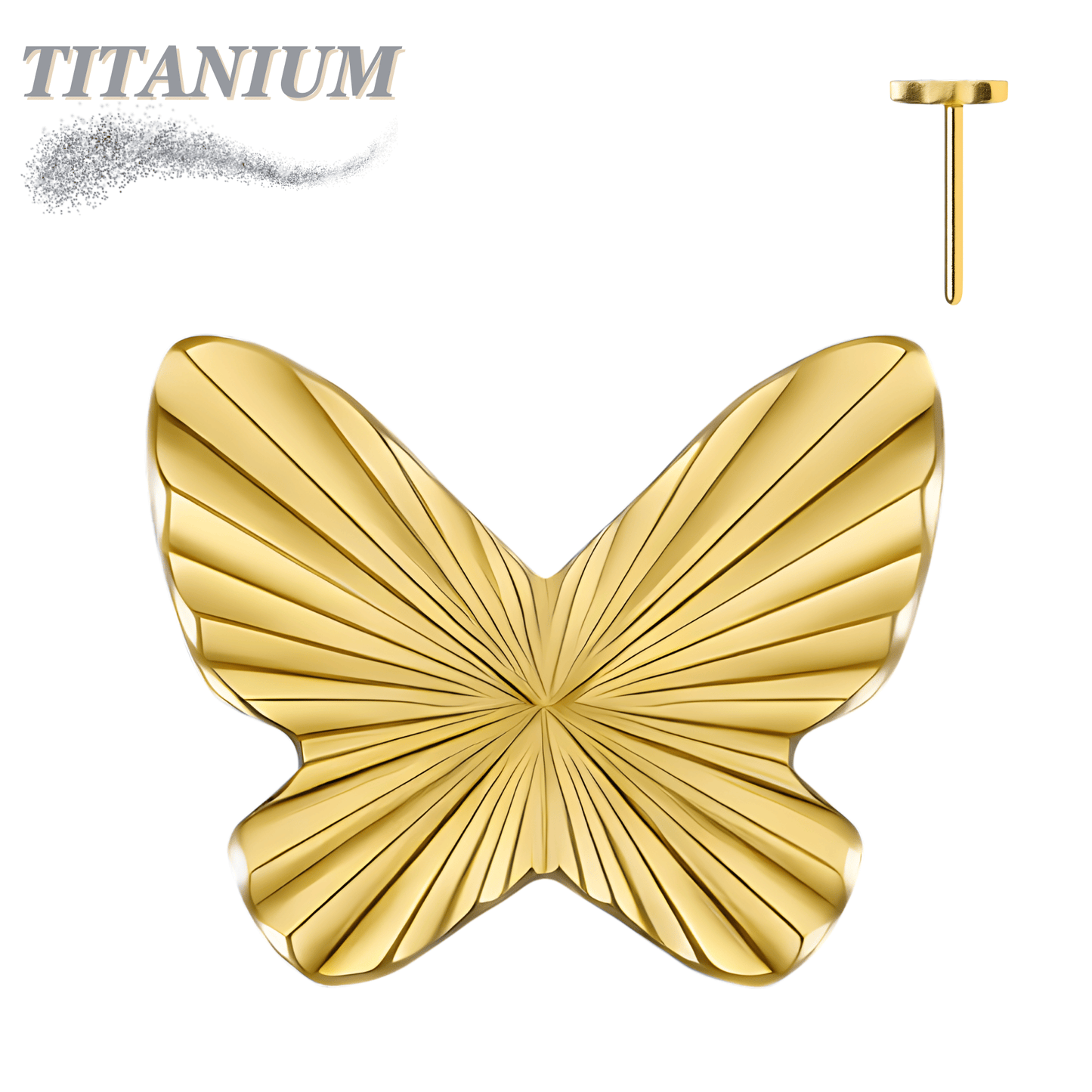 Titanium Threadless Butterfly Ridged (Top Only)