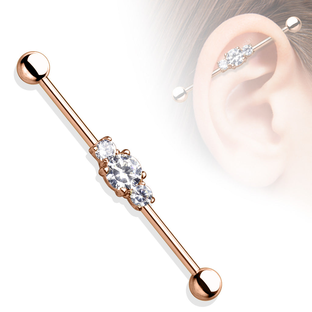 Surgical Steel Externally Threaded Triple Gem Industrial