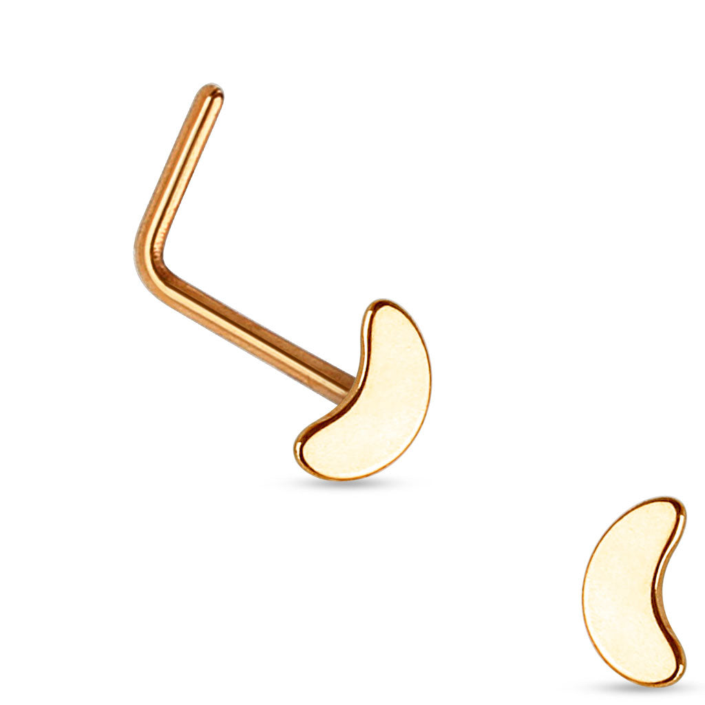 Surgical Steel L Bend Nostril Stud with Crescent Moon Top