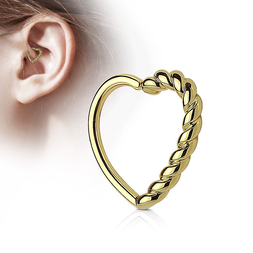 Annealed Surgical Steel/Brass Half Braided Heart (Reversible) 16G 10mm (CLEARANCE)