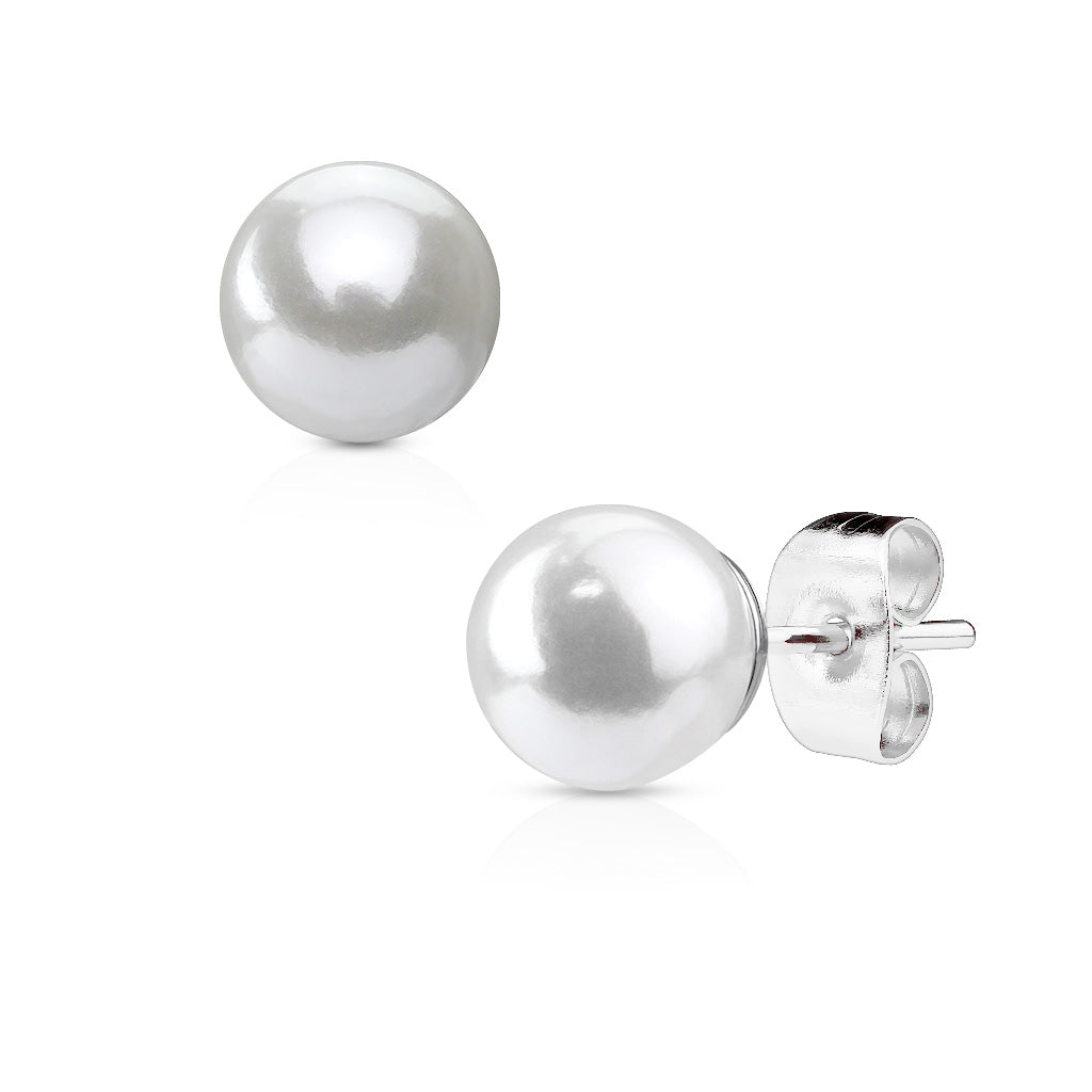 Surgical Steel Synthetic Pearl Earrings