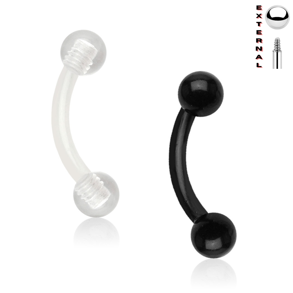 Acrylic Externally Threaded Flexible Curved Barbell