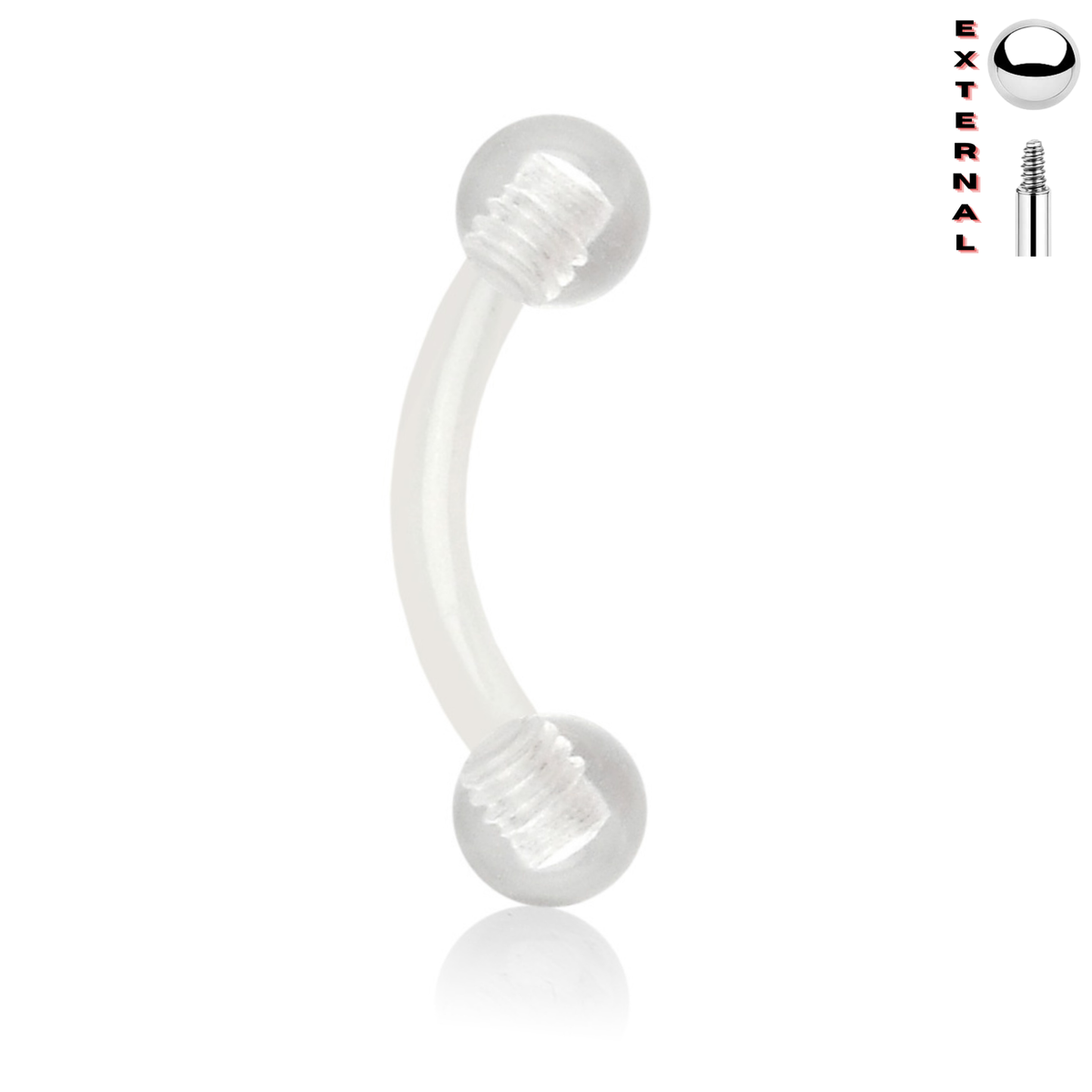 Acrylic Externally Threaded Flexible Curved Barbell