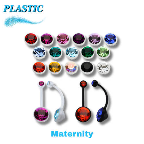 Plastic Maternity Belly Banana with Colored Gem (CLEARANCE)