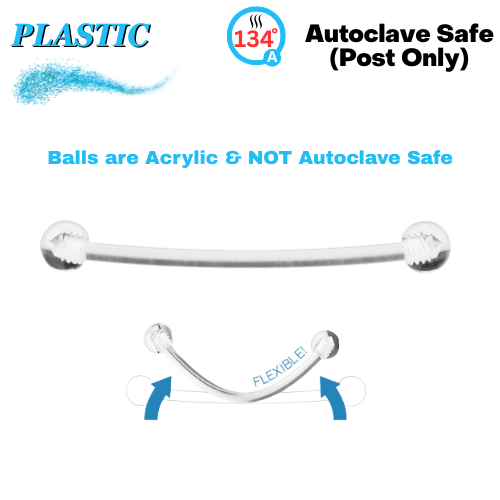 Plastic Externally Threaded Maternity Belly Retainer w/ Clear Acrylic Balls
