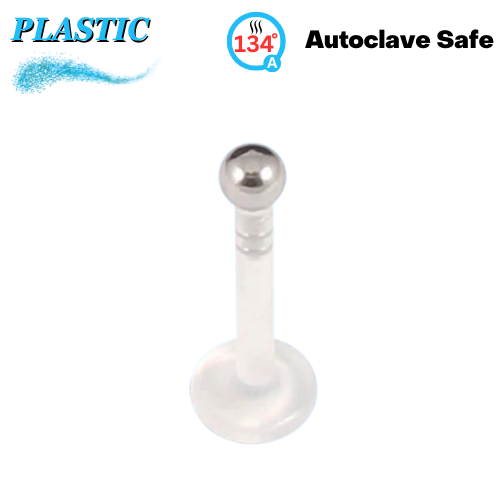 Plastic Threadless Labret with Stainless Steel Top Ball