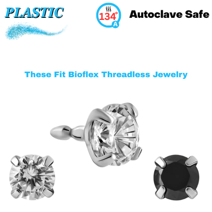 Plastic 3mm Prong Gem for BioFlex (Top Only)
