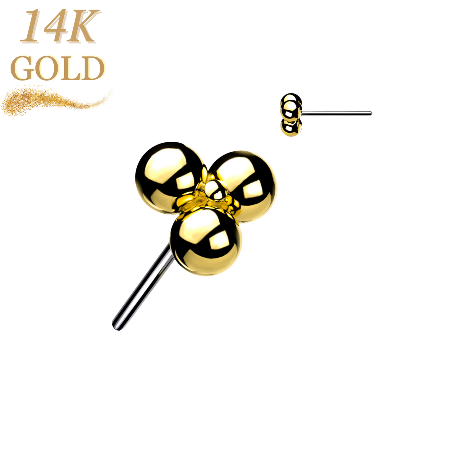 Lovisa - Pre-Sterilized 14K Gold Threadless Triangular 3 Ball Cluster (Top Only)