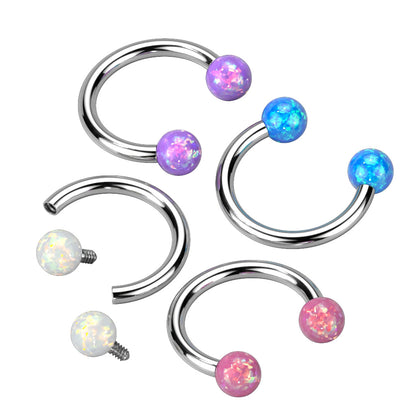 Surgical Steel Internal Thread Horseshoe w/ Opal Balls
