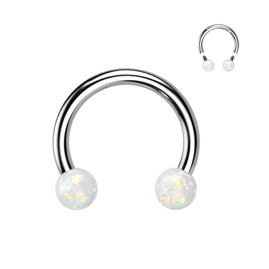 Surgical Steel Internal Thread Horseshoe w/ Opal Balls