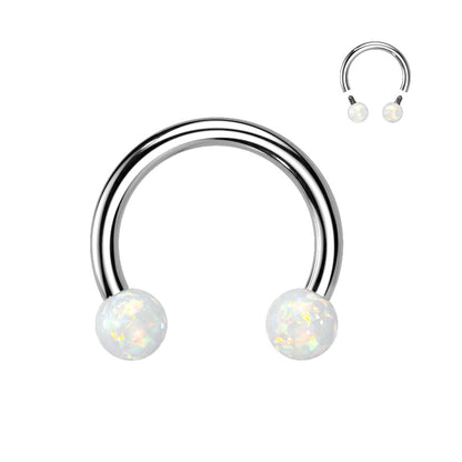 Surgical Steel Internal Thread Horseshoe w/ Opal Balls