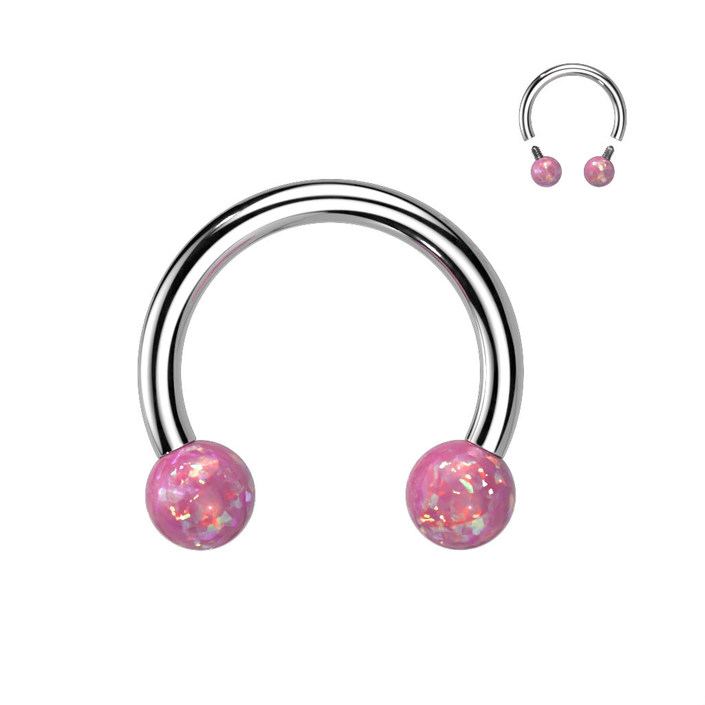 Surgical Steel Internal Thread Horseshoe w/ Opal Balls