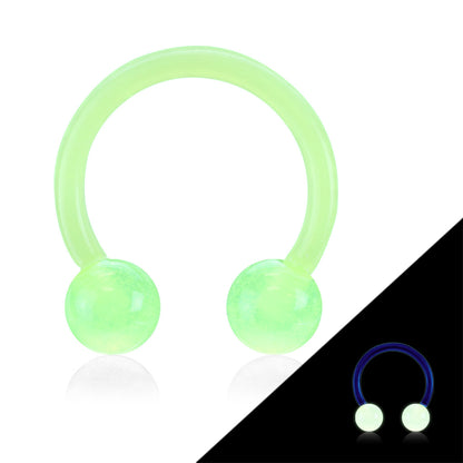 Acrylic Externally Threaded Horseshoe w/ Glow In Dark Balls