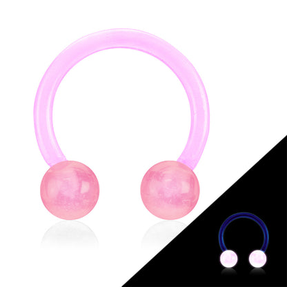 Acrylic Externally Threaded Horseshoe w/ Glow In Dark Balls