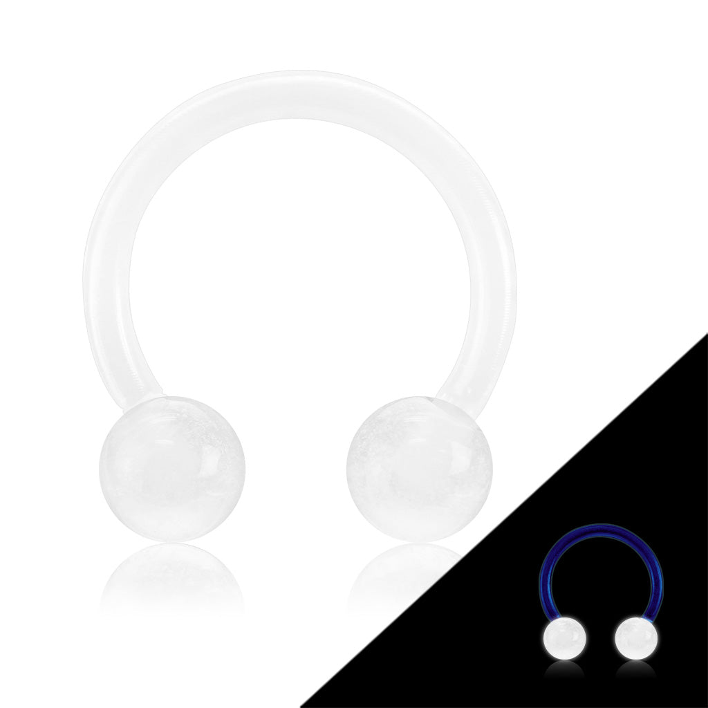 Acrylic Externally Threaded Horseshoe w/ Glow In Dark Balls