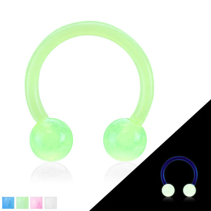 Acrylic Externally Threaded Horseshoe w/ Glow In Dark Balls