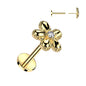 Surgical Steel/Brass Threadless Flower Top w/ CZ Middle Labret Combo (CLEARANCE)