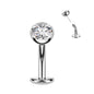 Titanium Threadless Floating Belly Ring with 5mm Bezel Set CZ Top
