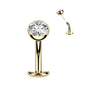 Titanium Threadless Floating Belly Ring with 5mm Bezel Set CZ Top