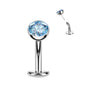 Titanium Threadless Floating Belly Ring with 5mm Bezel Set CZ Top