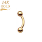 14K Gold Internally Threaded Curved Barbell