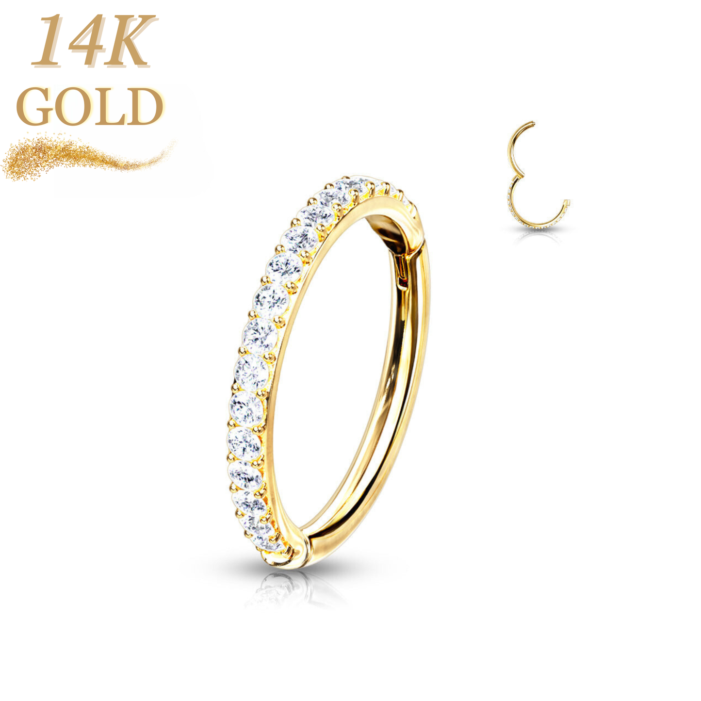 14K Gold Hinged Outer Paved Ring