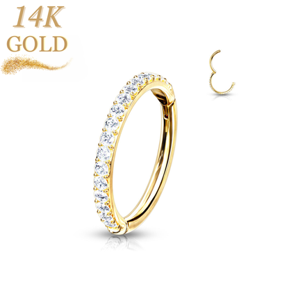 14K Gold Hinged Outer Paved Ring