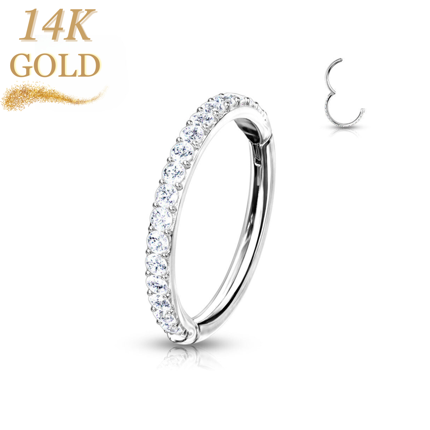 14K Gold Hinged Outer Paved Ring