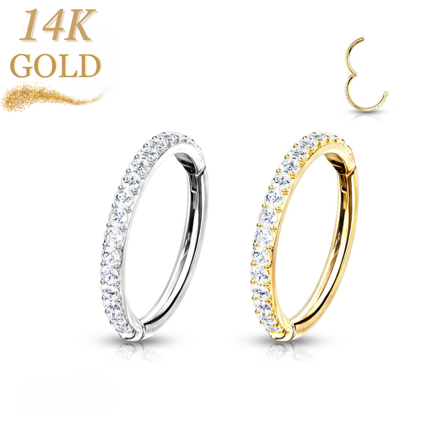 14K Gold Hinged Outer Paved Ring