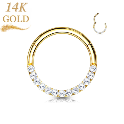 14K Gold Hinged CZ Lined Front Facing Ring