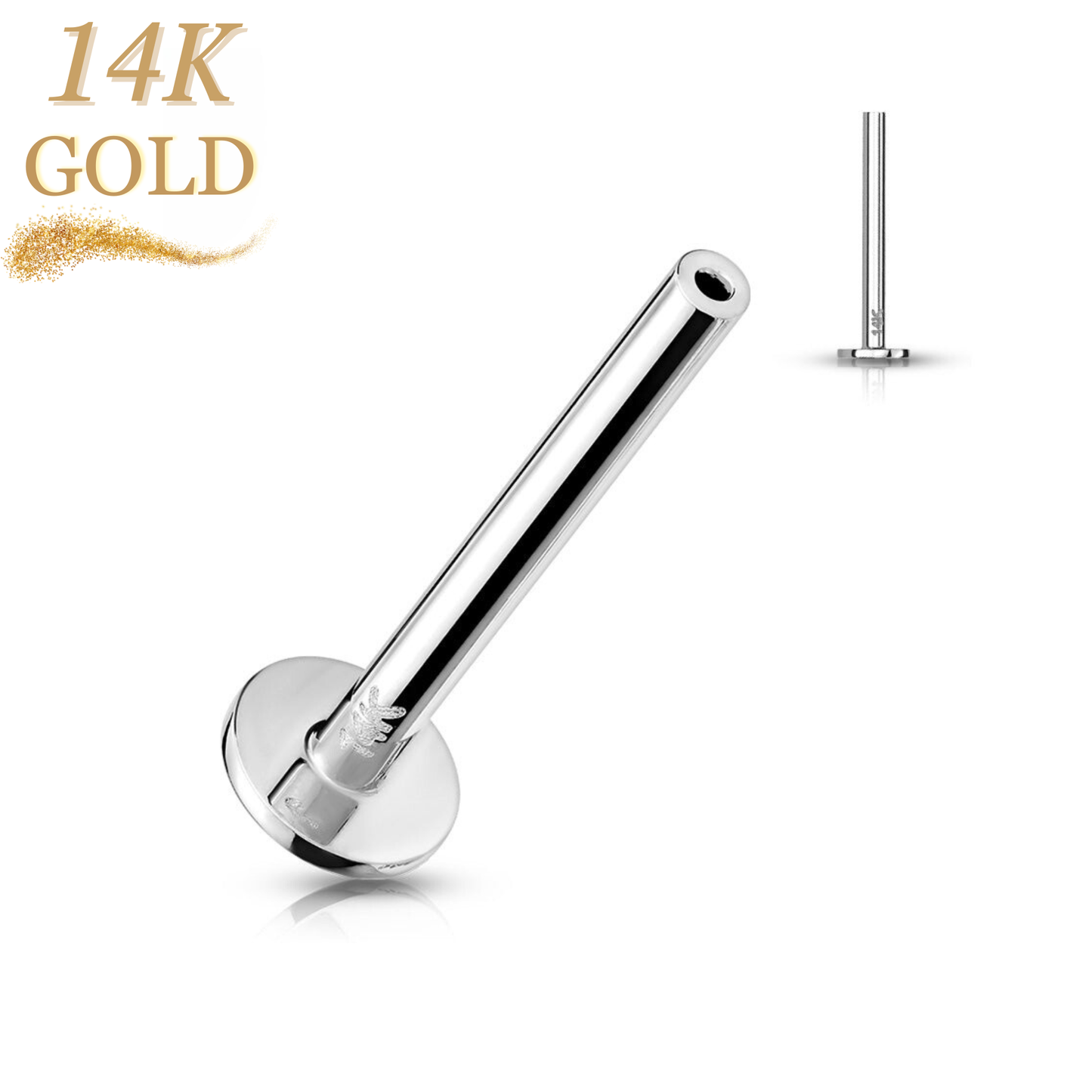 Lovisa - Pre-Sterilized 14K Gold Threadless Labret Flat Back Stud (Post Only) 3mm Base