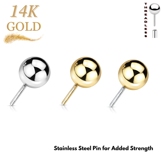 14K Gold Threadless Ball (Top Only)