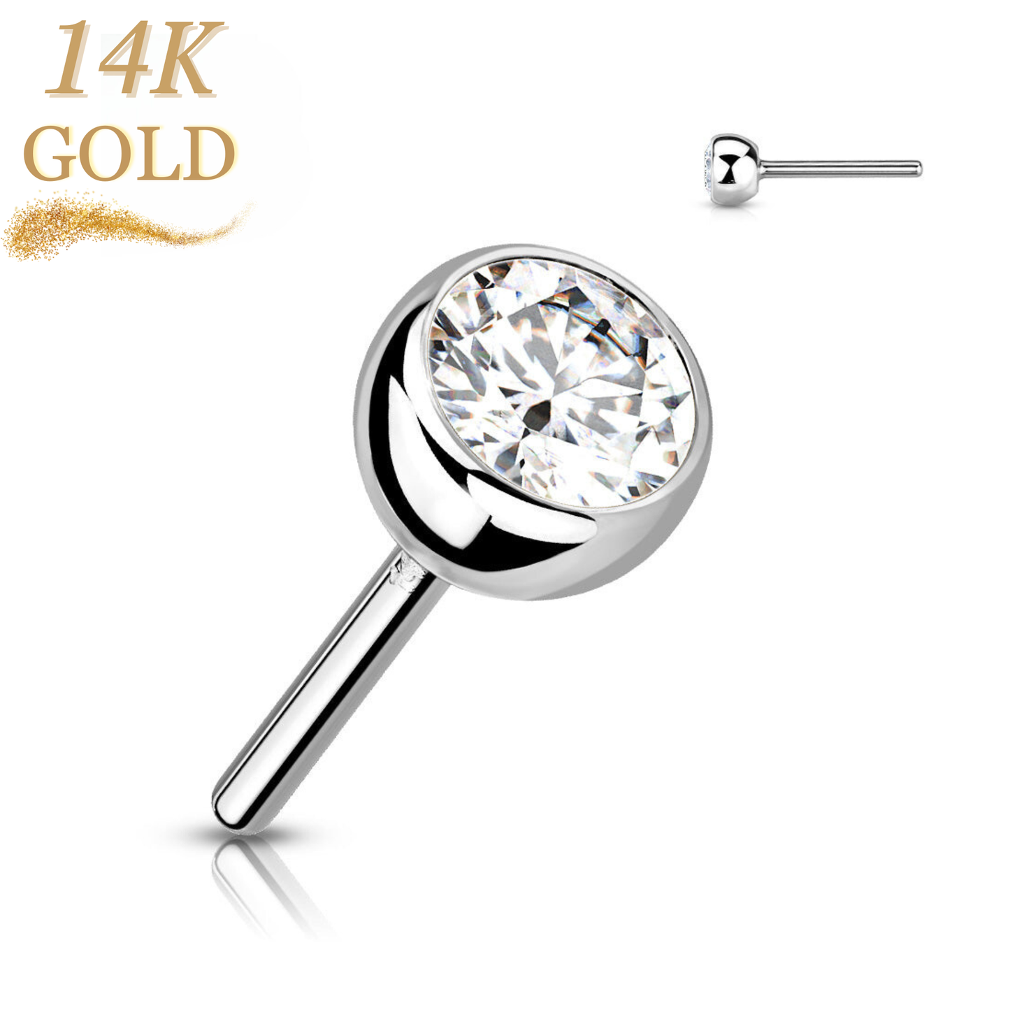 Lovisa - Pre-Sterilized 14K Gold Threadless CZ Bezel Set (Top Only)