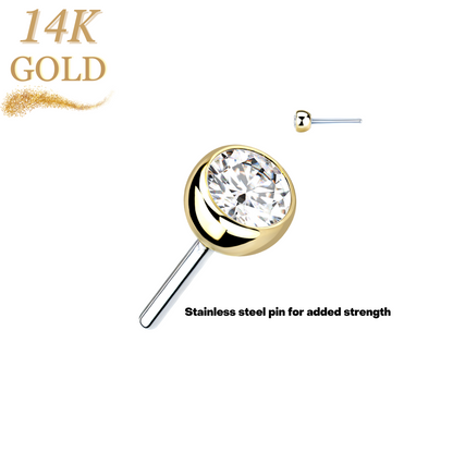 Lovisa - Pre-Sterilized 14K Gold Threadless CZ Bezel Set (Top Only)