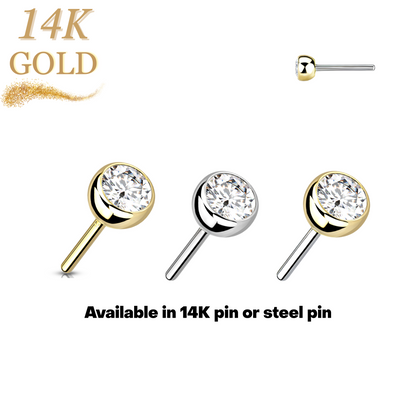 Lovisa - Pre-Sterilized 14K Gold Threadless CZ Bezel Set (Top Only)
