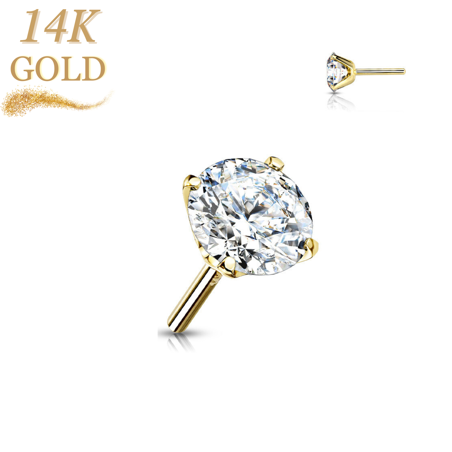 14K Gold Threadless Push In Prong Set (Top Only)